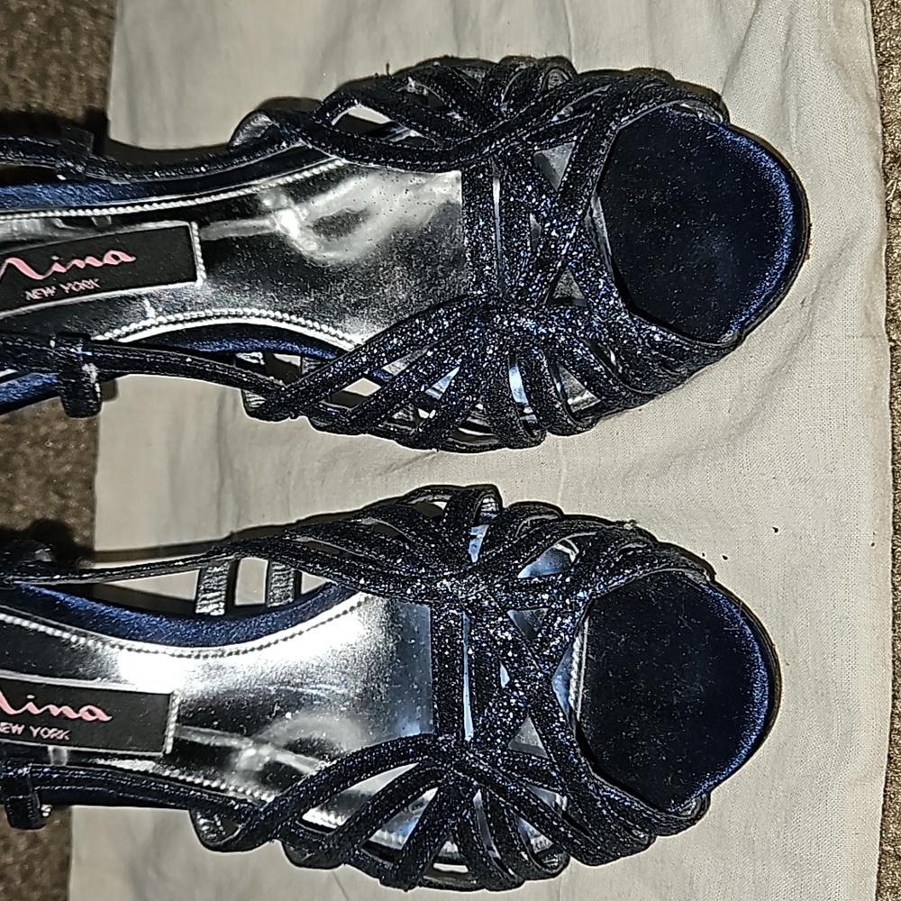 6 sling back women's heel glitter blue - Picture 3 of 6